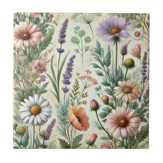 Waterverf Wildflower Spring & Summer Decor Tegeltje (Voorkant)