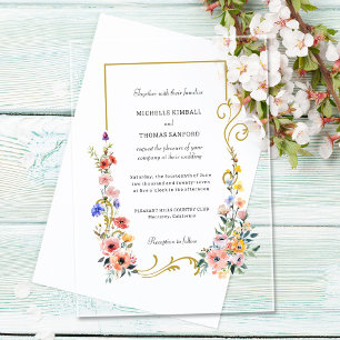 Waterverf Wildflower Spring Summer Wedding Acryl Uitnodigingen