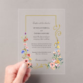 Waterverf Wildflower Spring Summer Wedding Acryl Uitnodigingen (Insitu (Draagbaar))