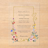 Waterverf Wildflower Spring Summer Wedding Acryl Uitnodigingen (Voorkant)