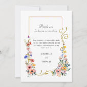 Waterverf Wildflower Spring Summer Wedding Bedankkaart (Voorkant)