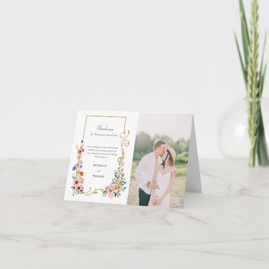Waterverf Wildflower Spring Summer Wedding Bedankkaart (Voorkant)