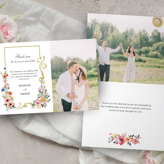 Waterverf Wildflower Spring Summer Wedding Bedankkaart