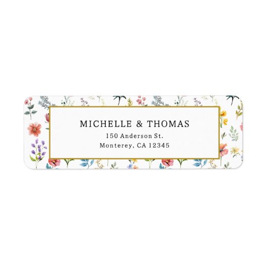 Waterverf Wildflower Spring Summer Wedding Etiket (Voorkant)