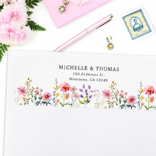 Waterverf Wildflower Spring Summer Wedding Etiket