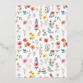 Waterverf Wildflower Spring Summer Wedding Folie Uitnodiging (Achterkant)