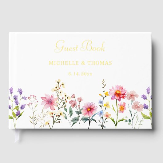 Waterverf Wildflower Spring Summer Wedding Gastenboek (Voorkant)
