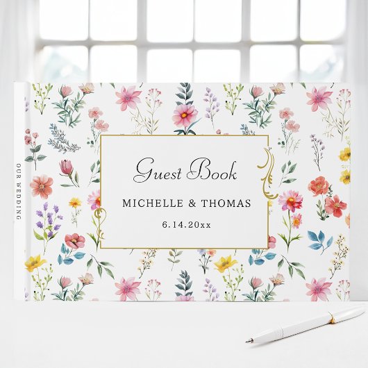 Waterverf Wildflower Spring Summer Wedding Gastenboek