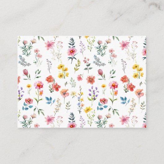 Waterverf Wildflower Spring Summer Wedding Informatiekaartje (Achterkant)