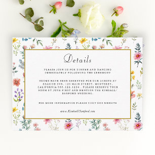 Waterverf Wildflower Spring Summer Wedding Informatiekaartje