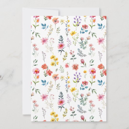 Waterverf Wildflower Spring Summer Wedding Kaart (Achterkant)