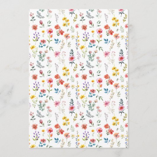 Waterverf Wildflower Spring Summer Wedding Menu (Achterkant)