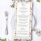Waterverf Wildflower Spring Summer Wedding Menu
