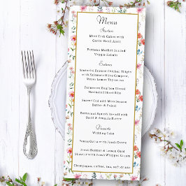 Waterverf Wildflower Spring Summer Wedding Menu