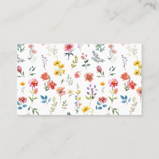 Waterverf Wildflower Spring Summer Wedding Plaatskaartje (Achterkant)