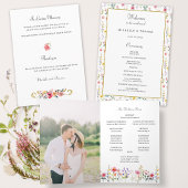 Waterverf Wildflower Spring Summer Wedding Programma