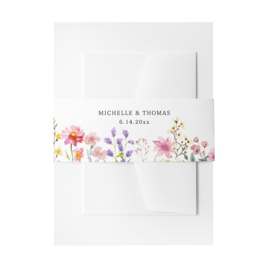 Waterverf Wildflower Spring Summer Wedding Uitnodigingen Wikkel (Voorkant Voorbeeld)