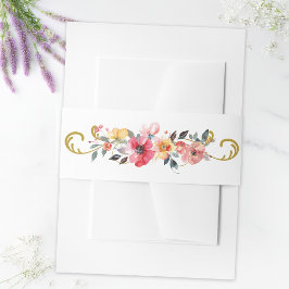 Waterverf Wildflower Spring Summer Wedding Uitnodigingen Wikkel