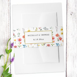 Waterverf Wildflower Spring Summer Wedding Uitnodigingen Wikkel