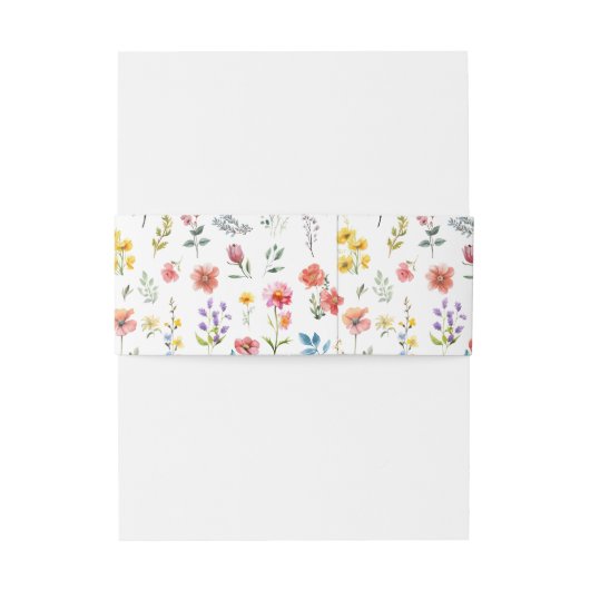 Waterverf Wildflower Spring Summer Wedding Uitnodigingen Wikkel (Achterkant Voorbeeld)