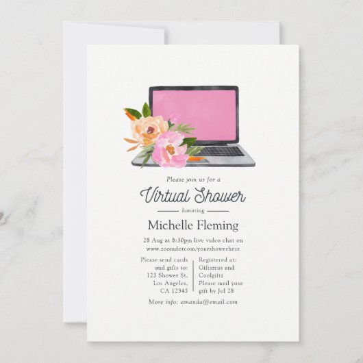 Waterverf Wildflower Spring Virtual Baby shower Kaart (Voorkant)