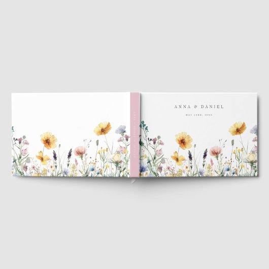 Waterverf Wildflower Spring Wedding Gastenboek (Volledig)