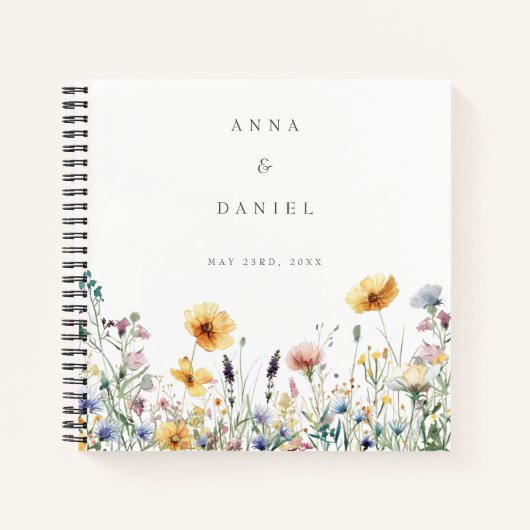 Waterverf Wildflower Spring Wedding Guest Book Notitieboek (Voorkant)
