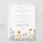 Waterverf Wildflower Spring Wedding Invitation Kaart (Voorkant)