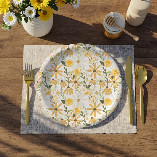 Waterverf Wildflower Springtime Florals Papieren Bordje