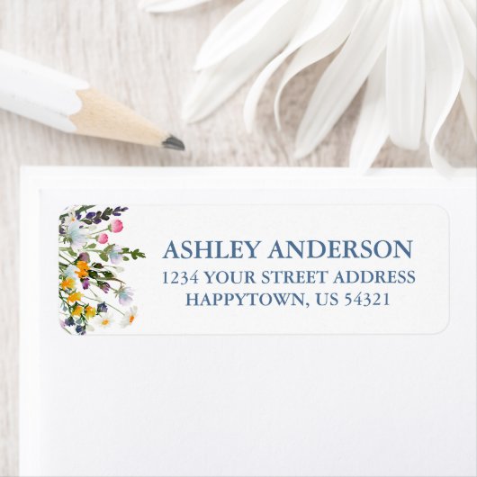 Waterverf Wildflower Stoffig Blauw Retouradres Etiket (Insitu)