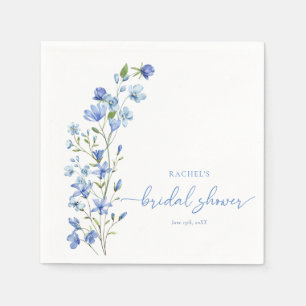Waterverf Wildflower Stoffig Blauw Vrijgezellenfee Servet