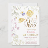 Waterverf Wildflower Striped Birthday Kaart (Voorkant)