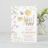 Waterverf Wildflower Striped Birthday Kaart (Staand voorkant)