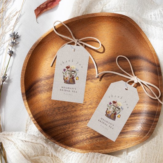 Waterverf Wildflower Tea Party Dank u Cadeaulabel