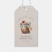 Waterverf Wildflower Tea Party Dank u Cadeaulabel (Voorkant)