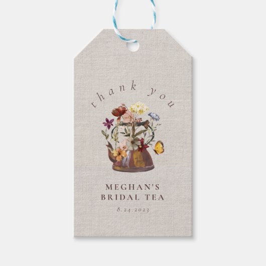 Waterverf Wildflower Tea Party Dank u Cadeaulabel (Voorkant)