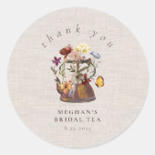 Waterverf Wildflower Tea Party Dank u Ronde Sticker (Voorkant)