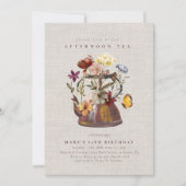 Waterverf Wildflower Tea Party Verjaardag Kaart (Voorkant)