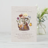 Waterverf Wildflower Tea Party Verjaardag Kaart (Staand voorkant)