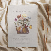 Waterverf Wildflower Tea Party Verjaardag