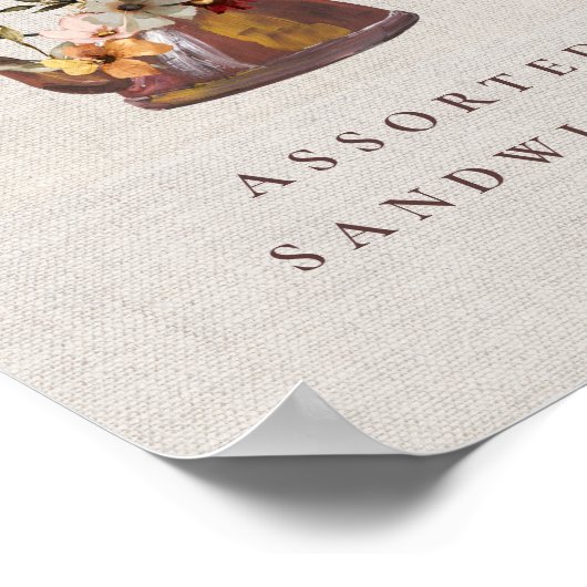 Waterverf Wildflower Tea Party  Voedselteken Poster (Hoek)