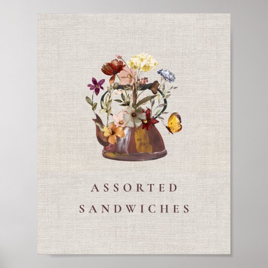 Waterverf Wildflower Tea Party  Voedselteken Poster (Voorkant)