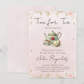 Waterverf Wildflower Tea Party Vrijgezellenfeest Aankondiging (Voorkant / Achterkant)