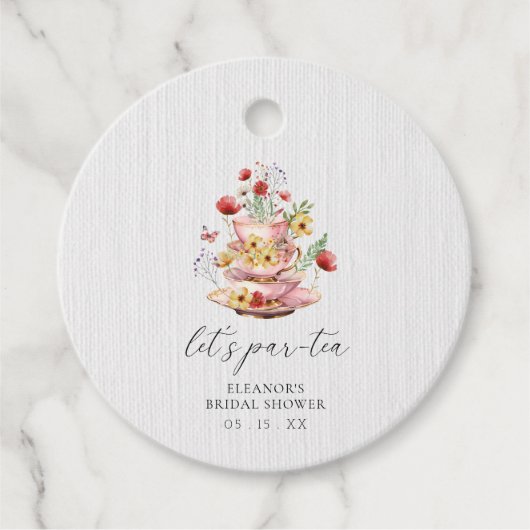 Waterverf Wildflower Tea Party Vrijgezellenfeest Bedankjes Labels (Voorkant)