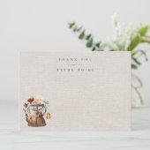 Waterverf Wildflower Tea Party Vrijgezellenfeest Bedankkaart (Staand voorkant)