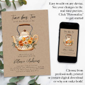 Waterverf Wildflower Tea Party Vrijgezellenfeest Kaart