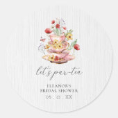Waterverf Wildflower Tea Party Vrijgezellenfeest Ronde Sticker (Voorkant)