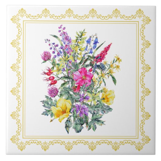 Waterverf  Wildflower Tegeltje (Voorkant)