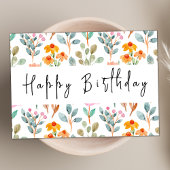 Waterverf Wildflower Thema Modern Happy Birthday Kaart
