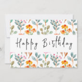 Waterverf Wildflower Thema Modern Happy Birthday Kaart (Voorkant)